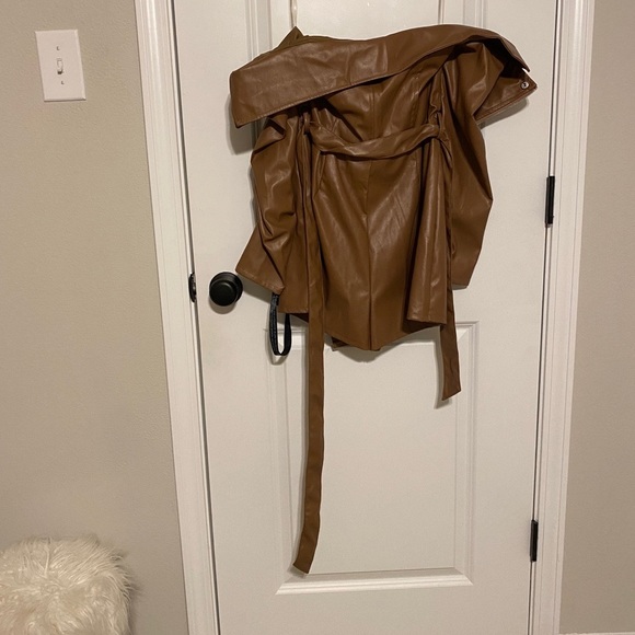 Faux leather long sleeved romper - Picture 3 of 3